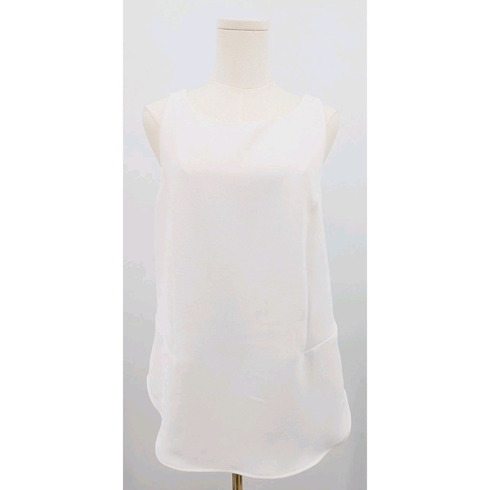 CAbi White Jubilee Blouse Top Size M Minimalist Corpcore Quiet Luxury Sleeveless